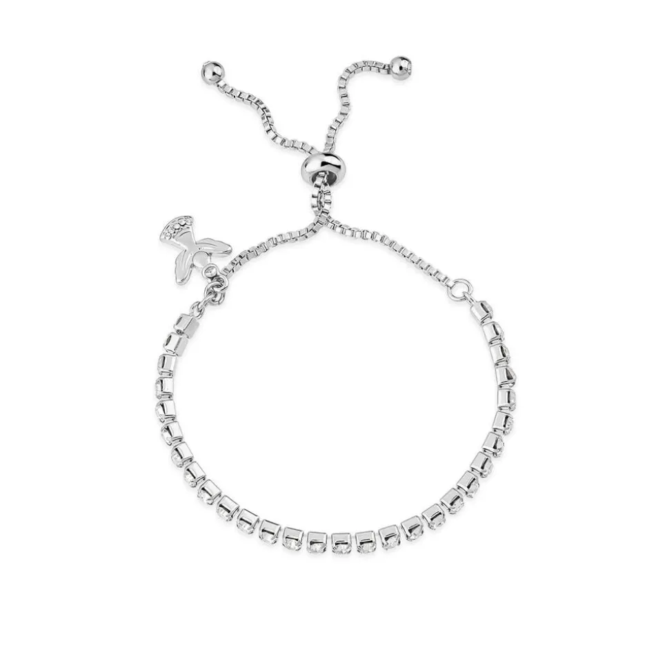 Silver Plated Crystal Angel Charm Tennis Bracelet