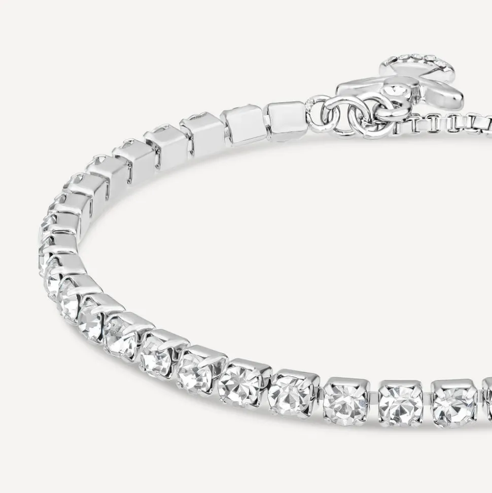 Silver Plated Crystal Angel Charm Tennis Bracelet