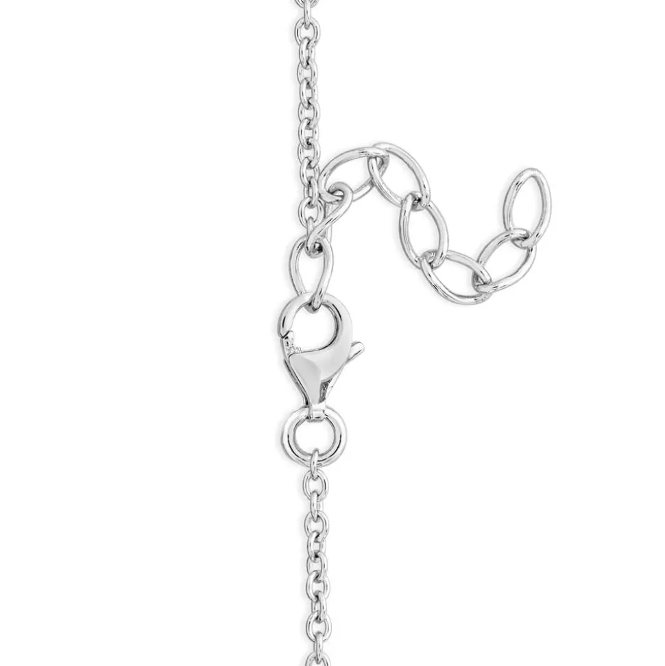 Silver Plated Pearl Chain With Cubic Zirconia Cross