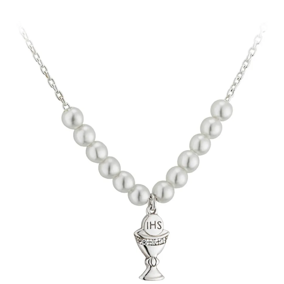 Silver Plated Pearl Communion Chain (Chain Included)