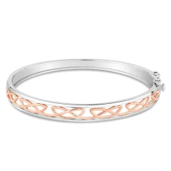 Silver Rose Gold Plated Celtic Knot Design Ladies Bangle