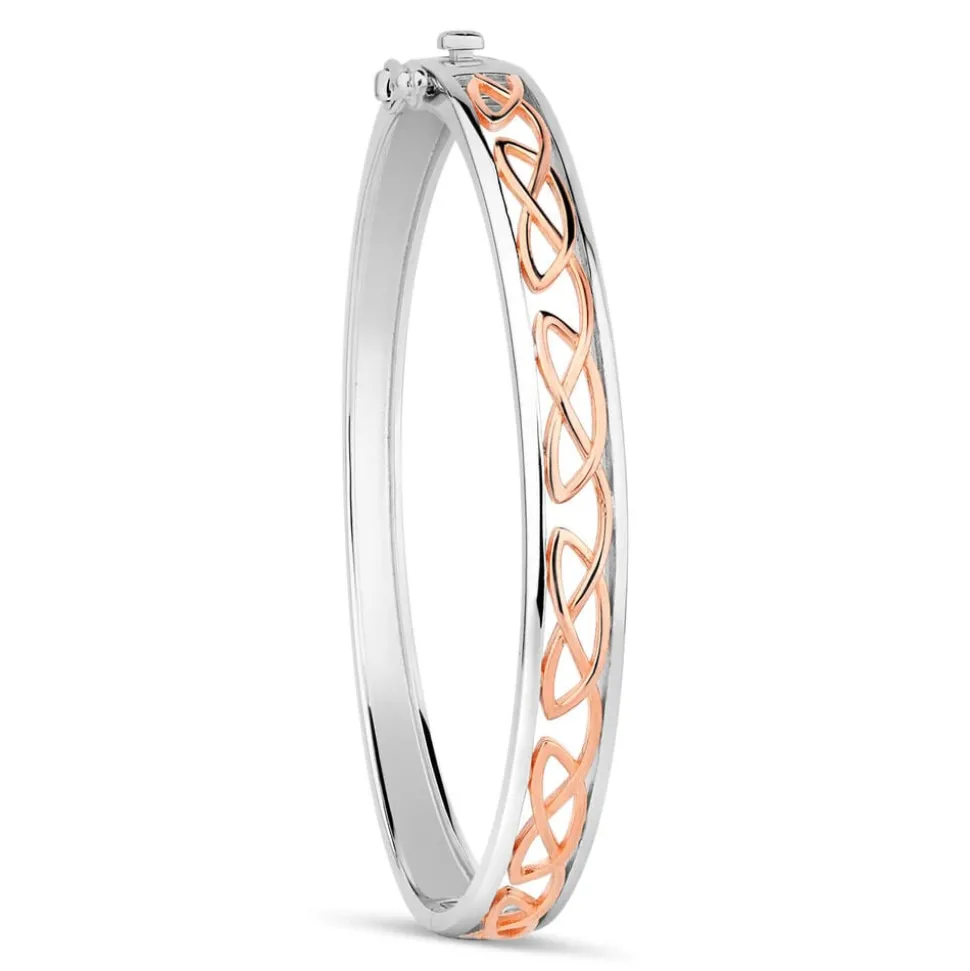 Silver Rose Gold Plated Celtic Knot Design Ladies Bangle
