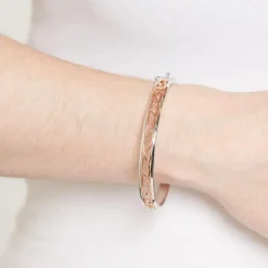 Silver Rose Gold Plated Celtic Knot Design Ladies Bangle