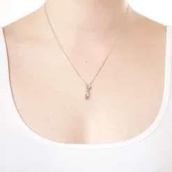 Silver Rose Plated Cubic Zirconia Shamrock And Trinity Knot Pendant