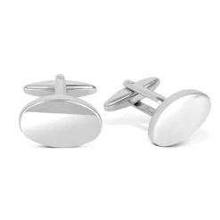Silver-Plated Polished Oval Cufflinks