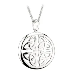 Solvar Sterling Silver Trinity Knot Circle Pendant