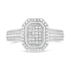 Special Price - 18ct White Gold 0.20ct Diamond Cluster Double Shoulder Ring