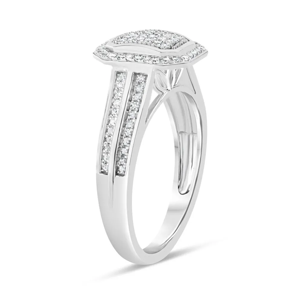 Special Price - 18ct White Gold 0.20ct Diamond Cluster Double Shoulder Ring