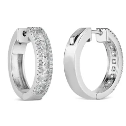 Sterling Silver 3 Row Cubic Zirconia Dipped Centre Hoops
