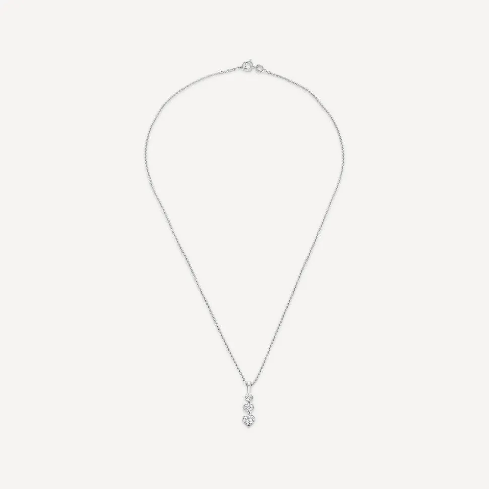 Sterling Silver 3 Stone Cubic Zirconia Graduated Pendant
