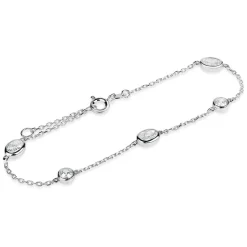 Sterling Silver & Cubic Zirconia Ladies' Chain Bracelet