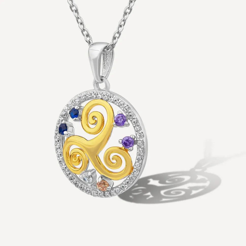 Sterling Silver & Gold Plated Triskele Celtic Spiral Pendant