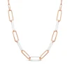 Sterling Silver & Rose Gold Plated White Enamel Links Necklet