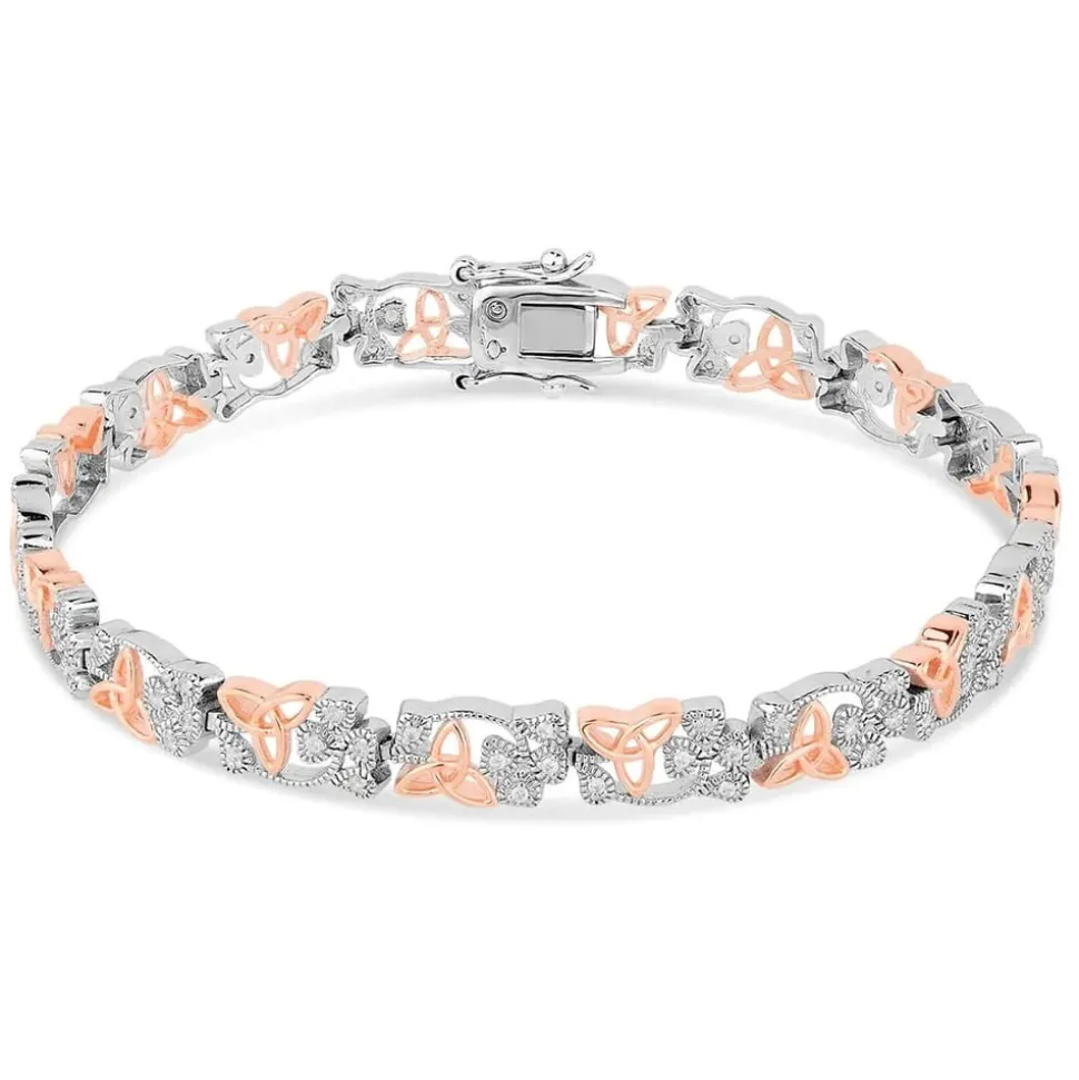 Sterling Silver & Rose Gold Shamrock Trinity Knot Bracelet