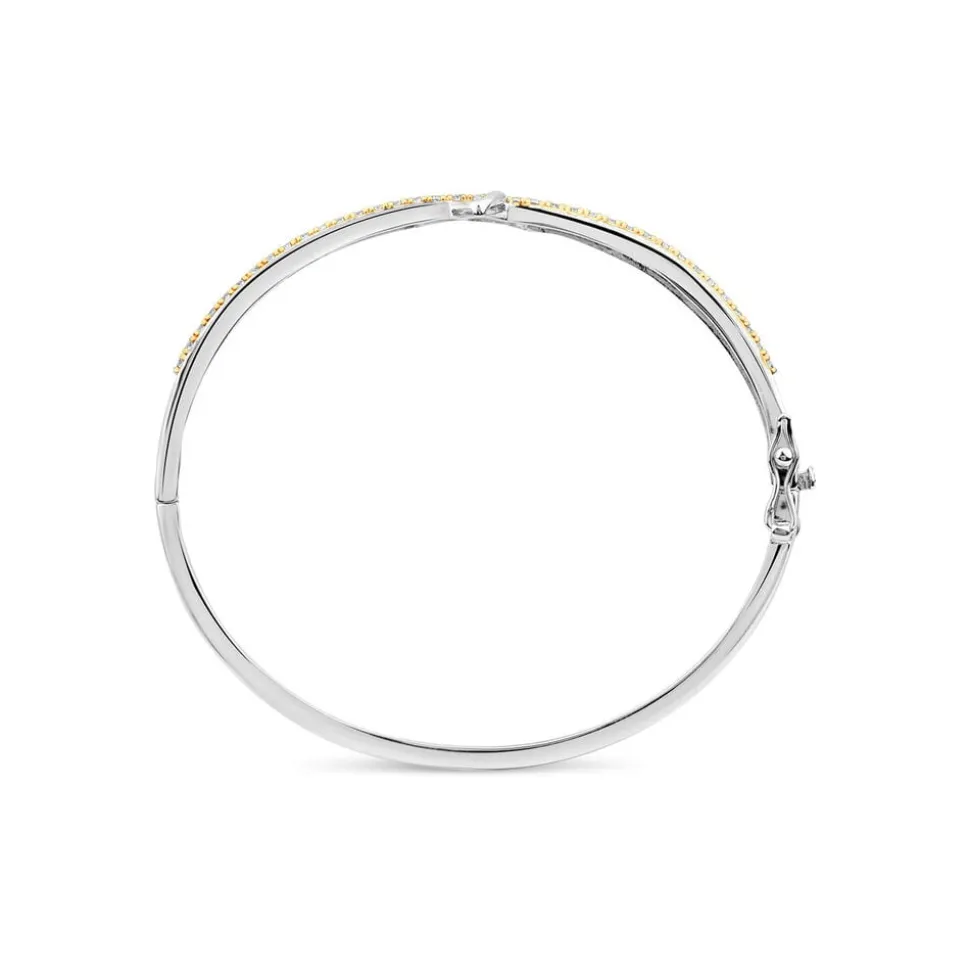 Sterling Silver & Rose Gold Plated Trinity Knot Cubic Zirconia Bangle
