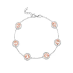 Sterling Silver & Rose Gold Plated Claddagh Trinity Knot Bracelet