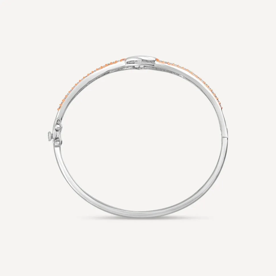 Sterling Silver & Rose Gold Plated Claddagh Cubic Zirconia Bangle