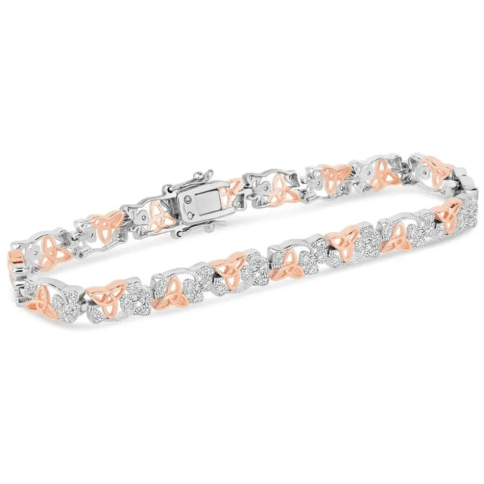 Sterling Silver & Rose Gold Shamrock Trinity Knot Bracelet