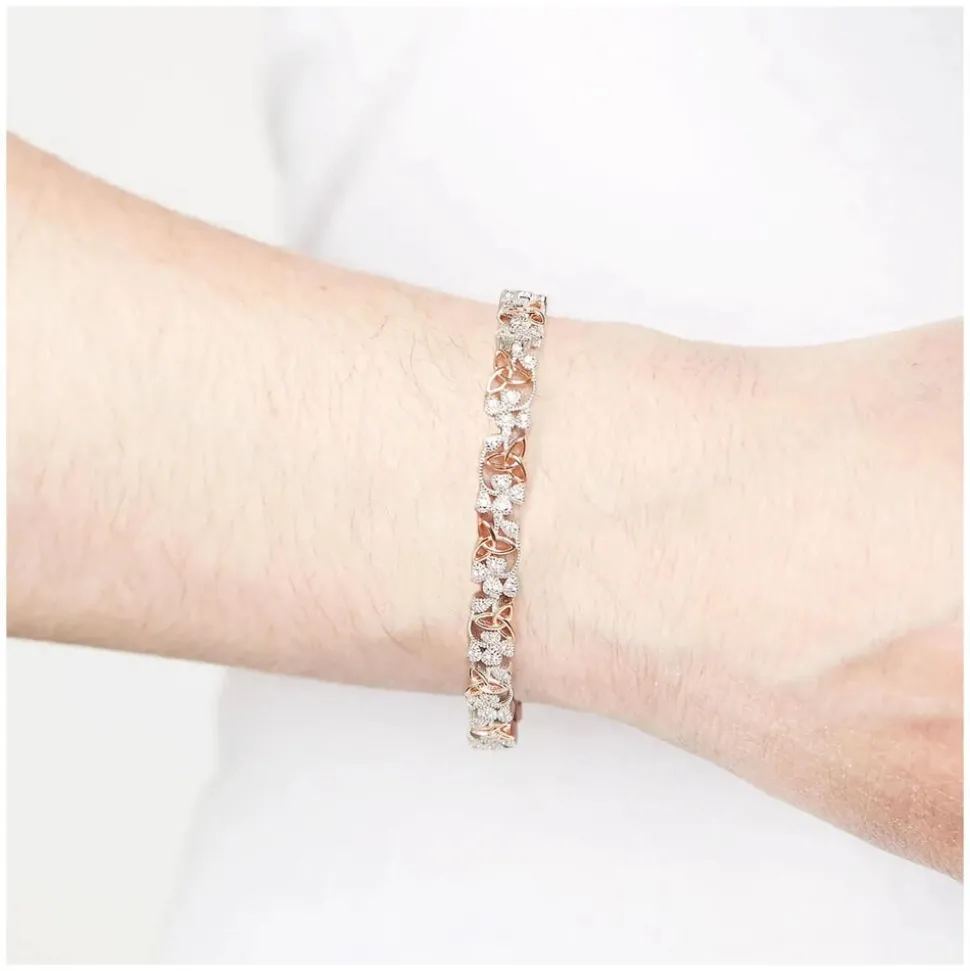 Sterling Silver & Rose Gold Shamrock Trinity Knot Bracelet