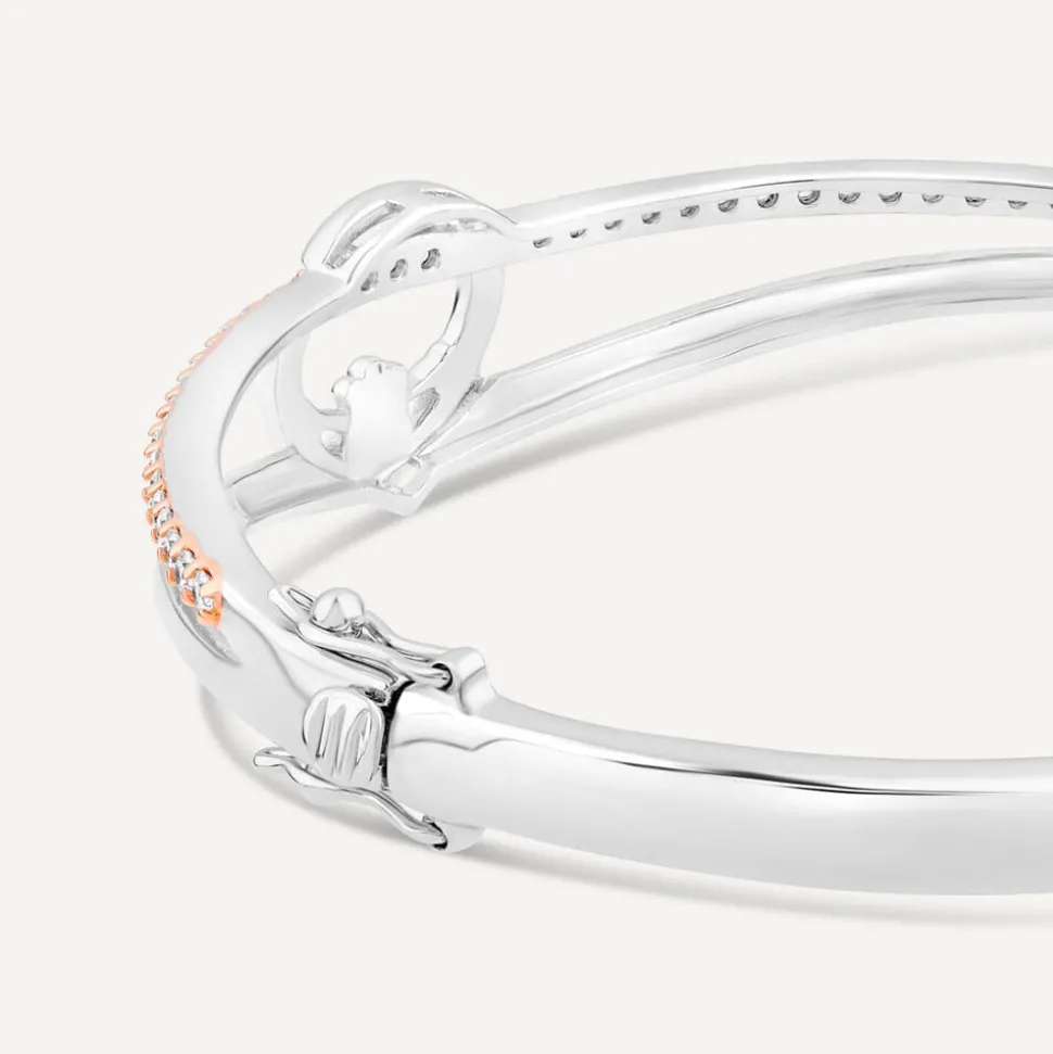 Sterling Silver & Rose Gold Plated Claddagh Cubic Zirconia Bangle