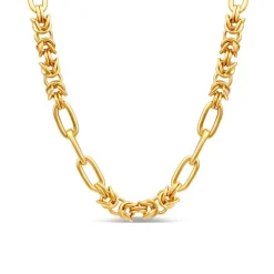 Sterling Silver & Yellow Gold Plated Twist & Open Link Necklet