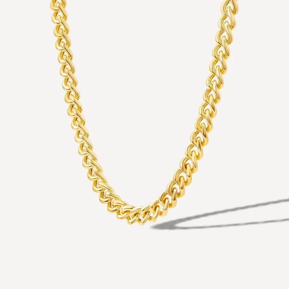 Sterling Silver & Yellow Gold Plated Tight Curb Necklet