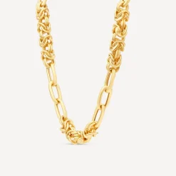 Sterling Silver & Yellow Gold Plated Twist & Open Link Necklet