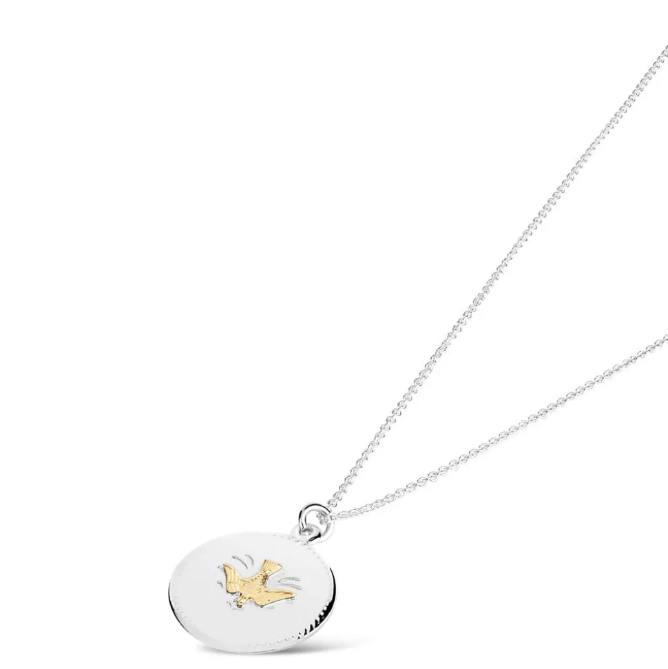 Sterling Silver & Yellow Gold-Plated Dove Pendant (Chain Included)