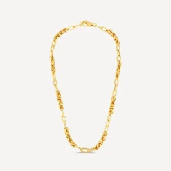 Sterling Silver & Yellow Gold Plated Twist & Open Link Necklet