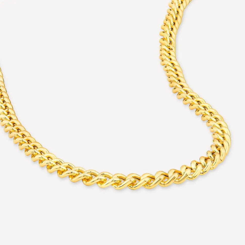 Sterling Silver & Yellow Gold Plated Tight Curb Necklet