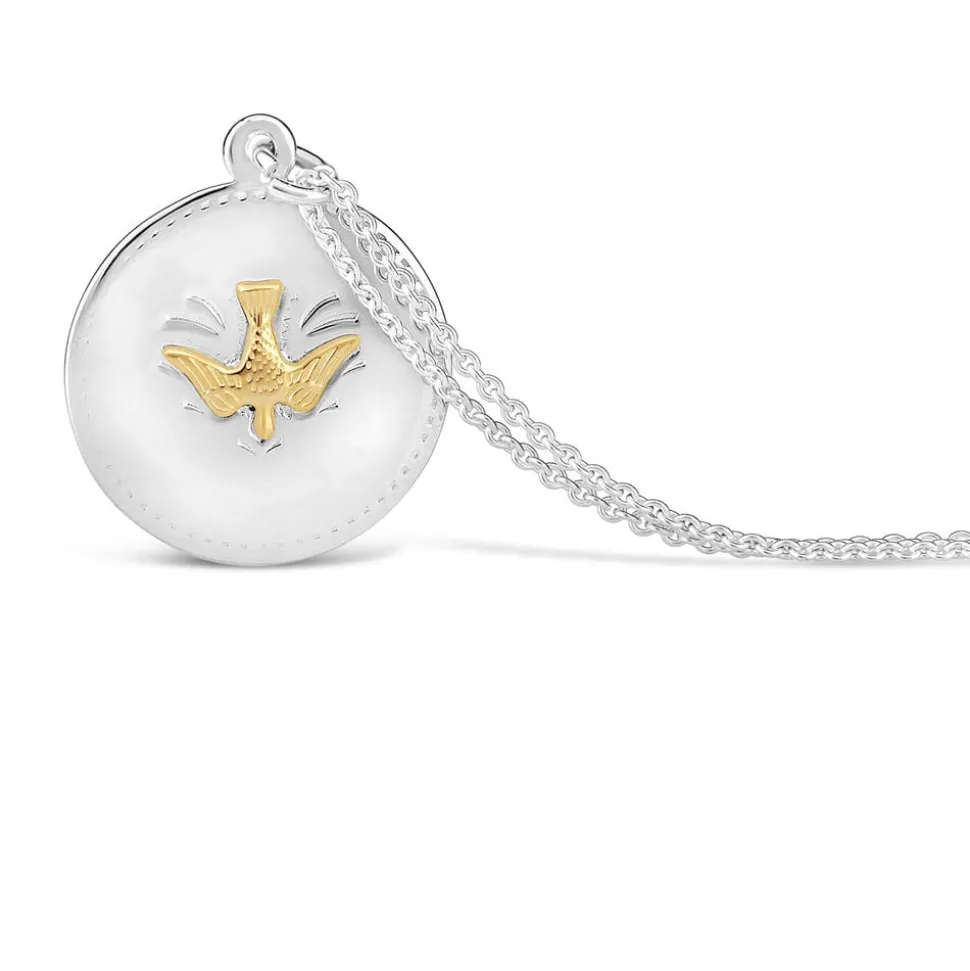 Sterling Silver & Yellow Gold-Plated Dove Pendant (Chain Included)