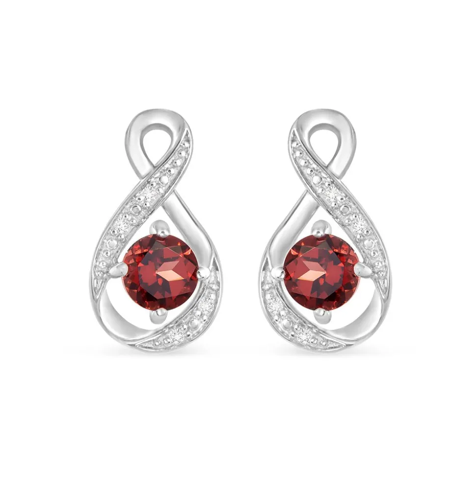 Sterling Silver and Cubic Zirconia January Birthstone Stud Earrings