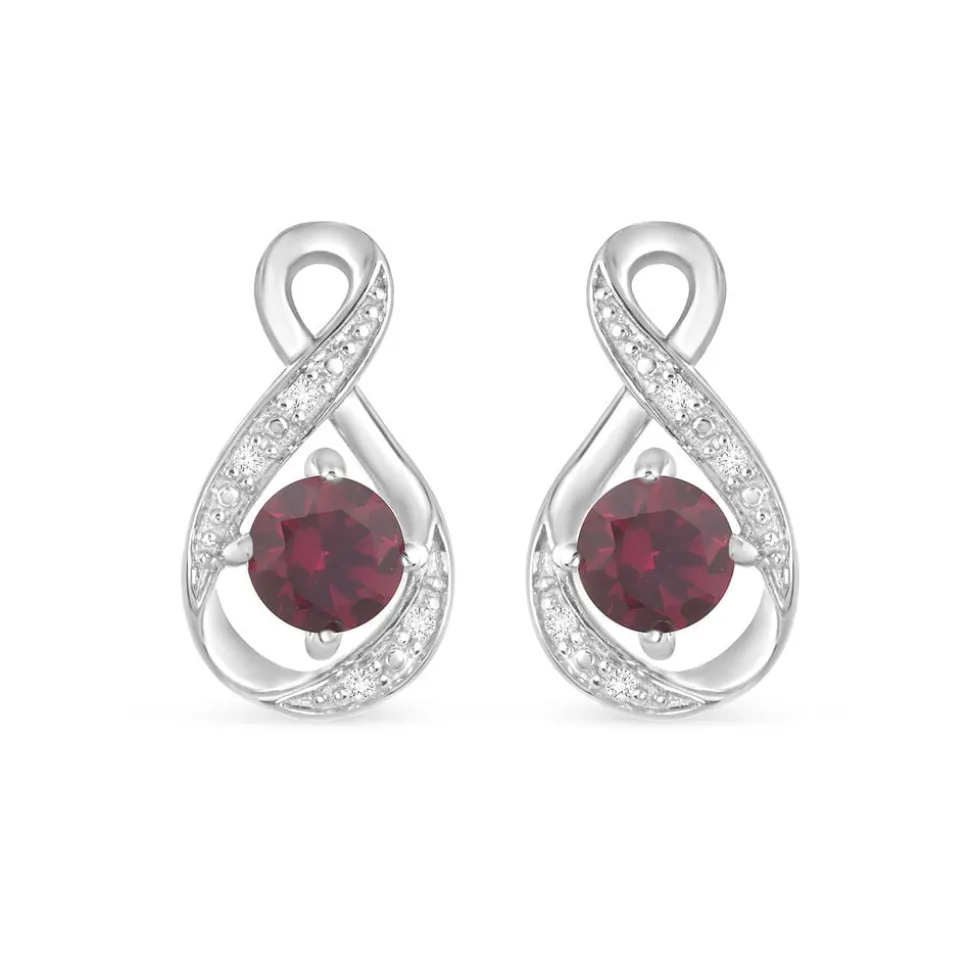 Sterling Silver and Cubic Zirconia July Birthstone Stud Earrings