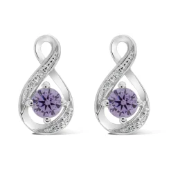 Sterling Silver and Cubic Zirconia June Birthstone Stud Earrings