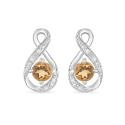Sterling Silver and Cubic Zirconia November Birthstone Stud Earrings