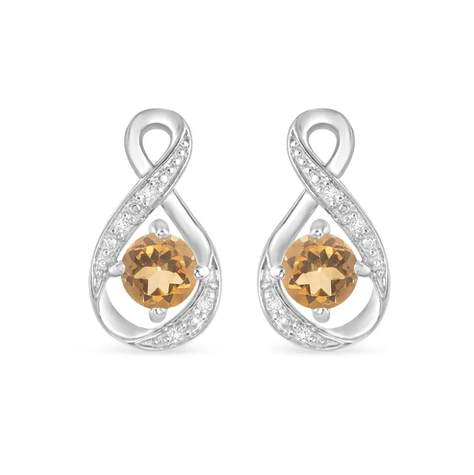 Sterling Silver and Cubic Zirconia November Birthstone Stud Earrings