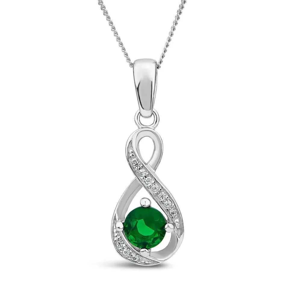 Sterling Silver and Cubic Zirconia May Birthstone Pendant (Chain Included)