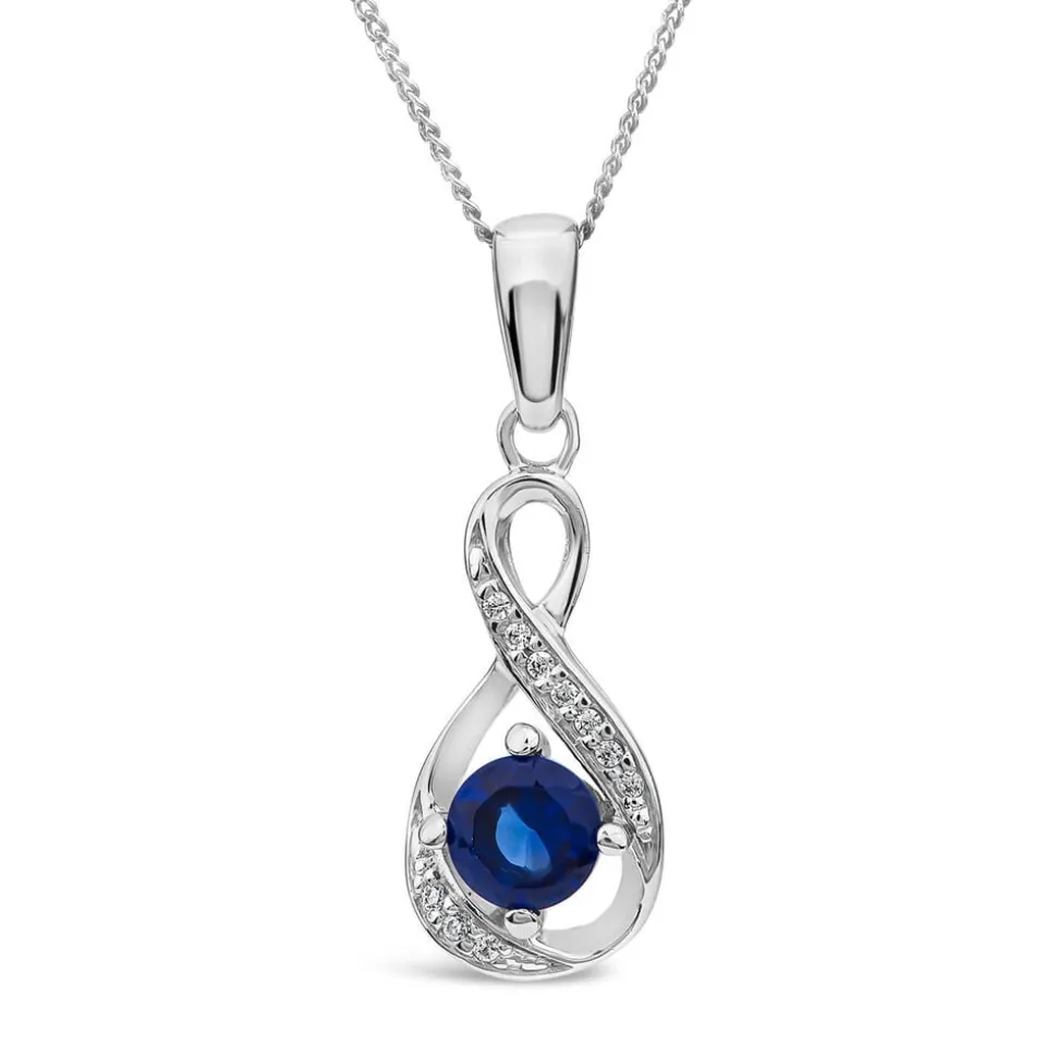 Sterling Silver and Cubic Zirconia September Birthstone Pendant (Chain Included)