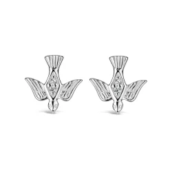 Sterling Silver and Cubic Zirconia Confirmation Dove Earrings