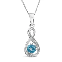 Sterling Silver and Cubic Zirconia March Birthstone Pendant (Chain Included)