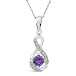 Sterling Silver and Cubic Zirconia February Birthstone Pendant (Chain Included)