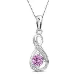Sterling Silver and Cubic Zirconia October Birthstone Pendant (Chain Included)