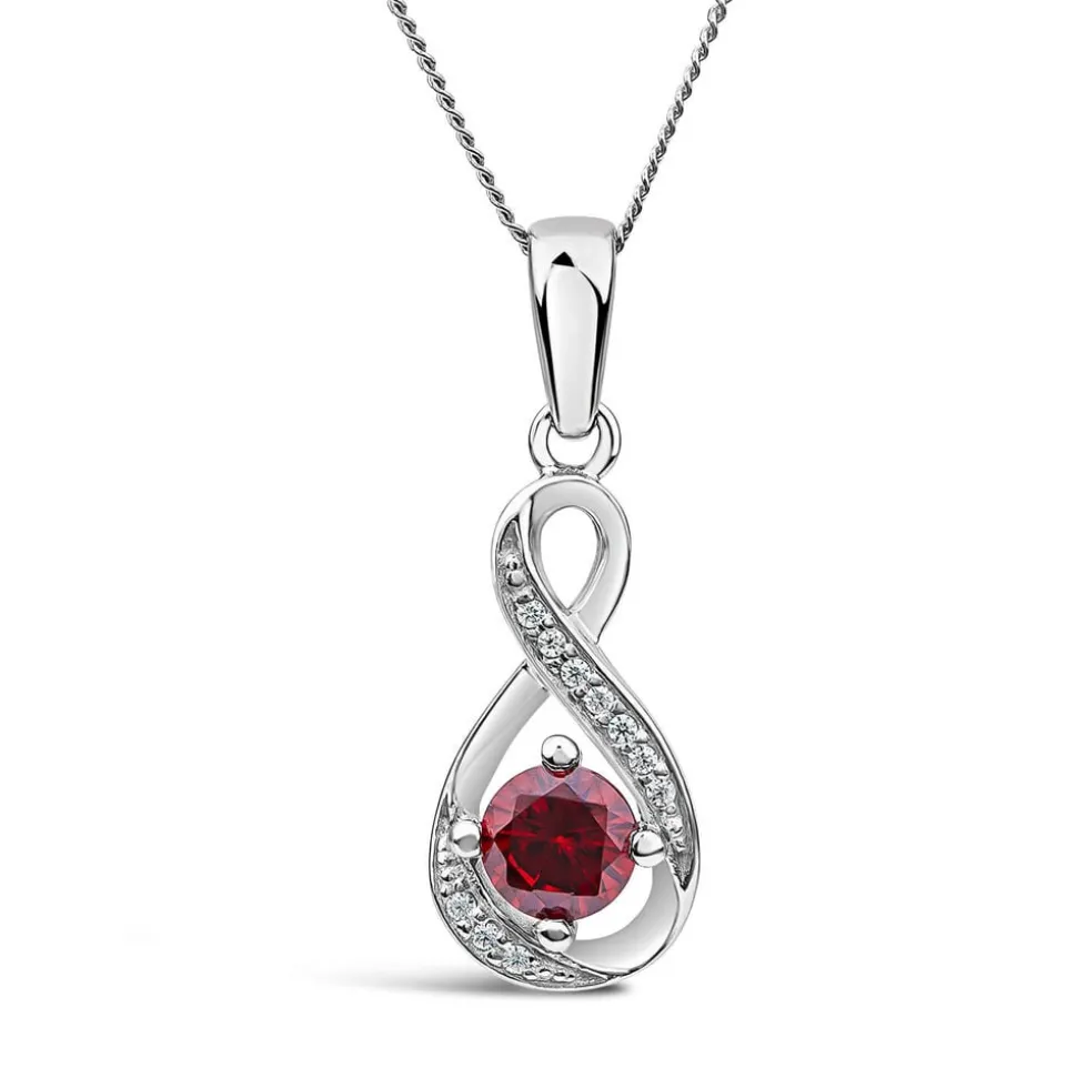 Sterling Silver and Cubic Zirconia January Birthstone Pendant (Chain Included)