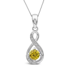 Sterling Silver and Cubic Zirconia November Birthstone Pendant (Chain Included)