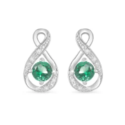 Sterling Silver and Cubic Zirconia May Birthstone Stud Earrings
