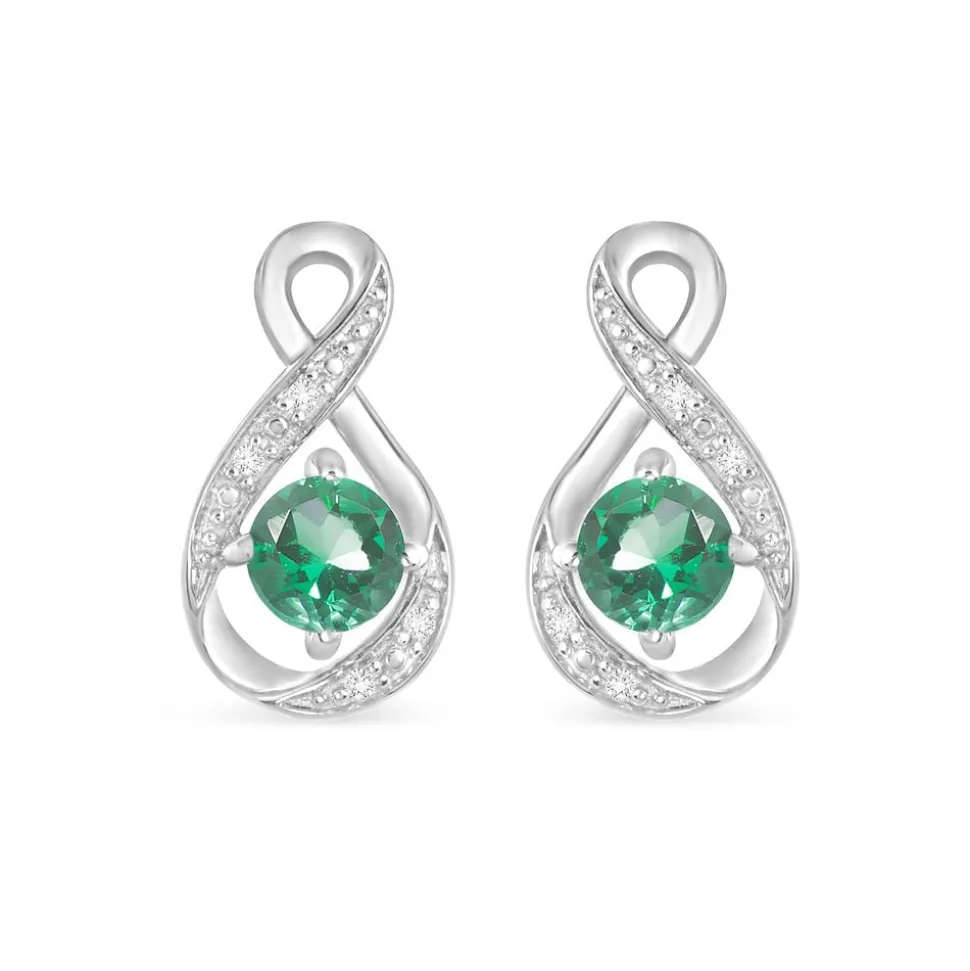 Sterling Silver and Cubic Zirconia May Birthstone Stud Earrings