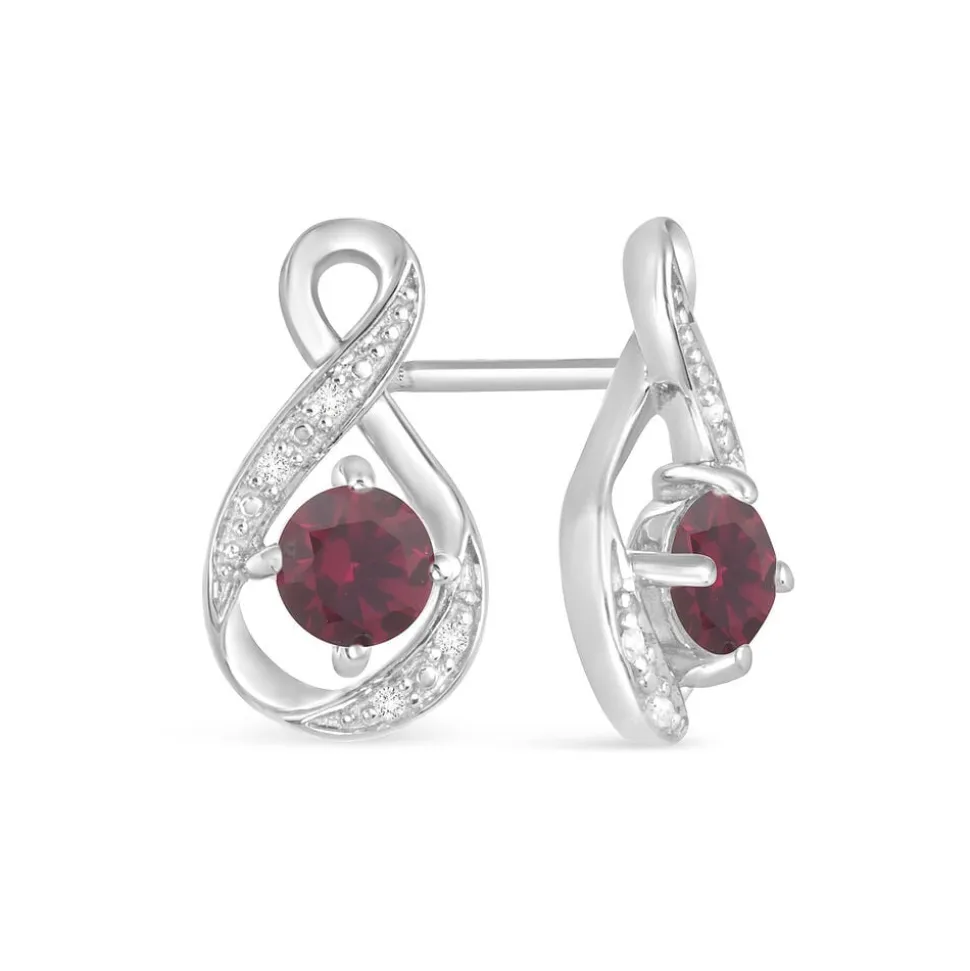 Sterling Silver and Cubic Zirconia July Birthstone Stud Earrings