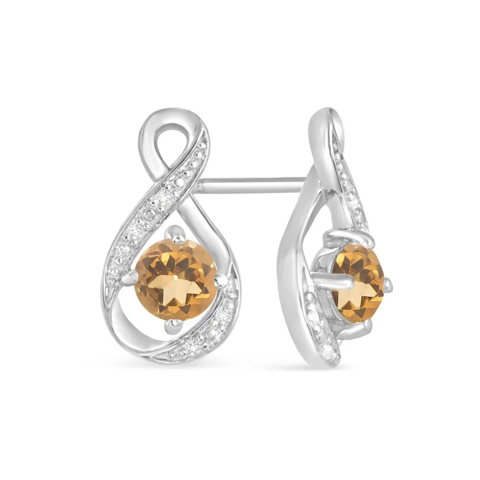 Sterling Silver and Cubic Zirconia November Birthstone Stud Earrings