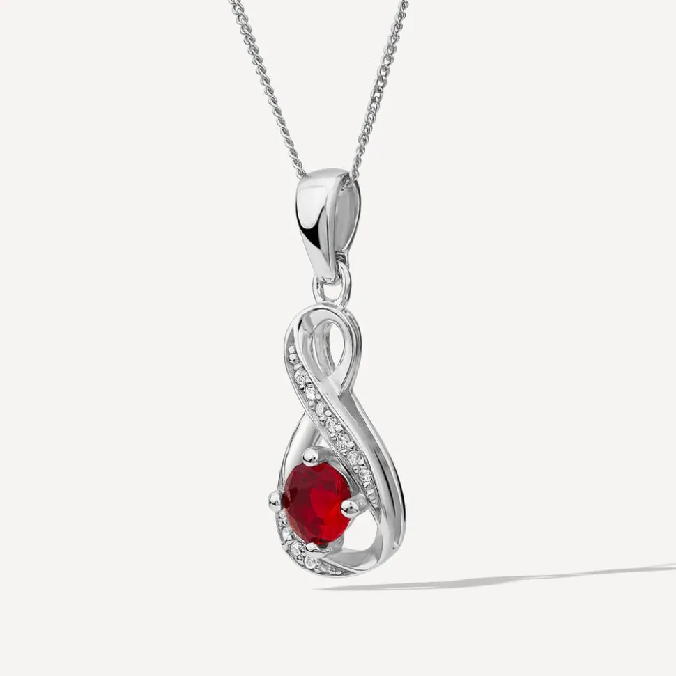 Sterling Silver and Cubic Zirconia July Birthstone Pendant (Chain Included)