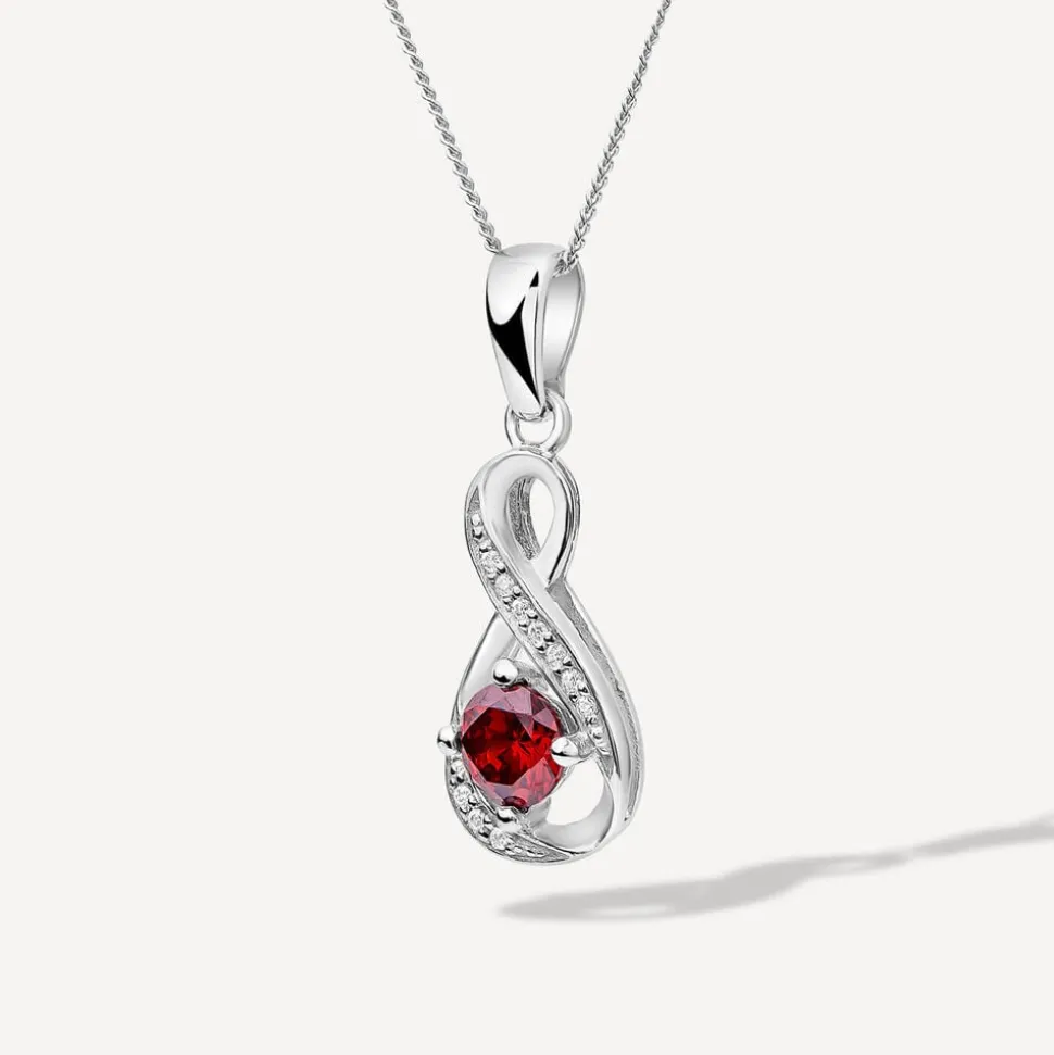Sterling Silver and Cubic Zirconia January Birthstone Pendant (Chain Included)